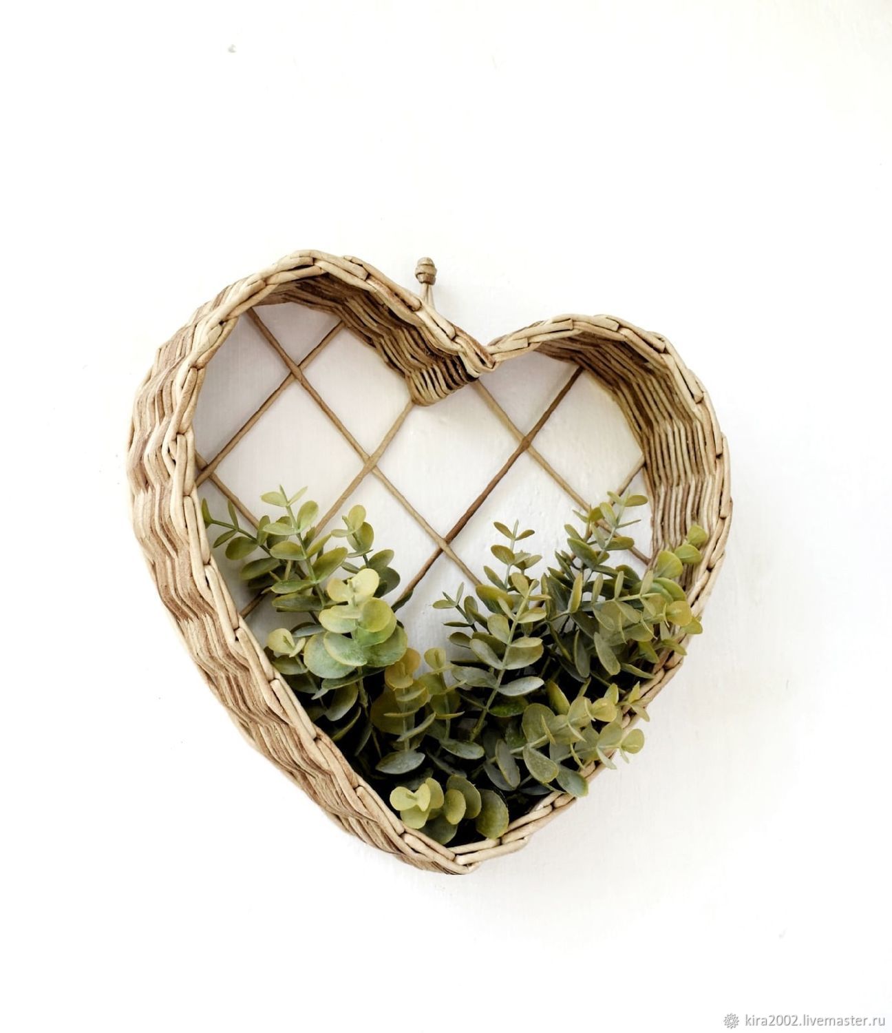 Плетеная интерьерная полка Сердце. Корзина, органайзер для хранения в ...