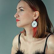 Украшения handmade. Livemaster - original item Copy of Soutache earrings round disc blue. Handmade.