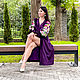 Velvet Dress Silk-lined, Exclusive Embroidery Purple dress, Dresses, Sevastopol,  Фото №1