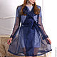 Dress trench coat blue, dark blue organza prom dress, dress with belt, Dresses, Novosibirsk,  Фото №1