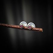 Украшения handmade. Livemaster - original item Vermeil pink rhodolite garnet stud earrings (EMSR). Handmade.