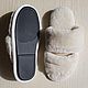 White sheepskin Slippers for women 'Two stripes'. Slippers. Warm gift. Online shopping on My Livemaster.  Фото №2