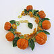 Bracelet with pumpkins and flowers from polymer clay. Decoration with pumpkin. Bead bracelet. Bionika - Polymer Clay Jewelry (Bionika). Online shopping on My Livemaster.  Фото №2