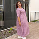 NATALINI р-р 58-64 Льняное бохо платье цвет лунно-лиловый с вышивкой. Платья. NATALINI. Интернет-магазин Ярмарка Мастеров.  Фото №2