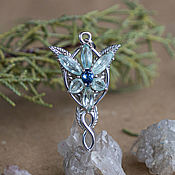 Украшения handmade. Livemaster - original item Pendant with aquamarines, sapphire 