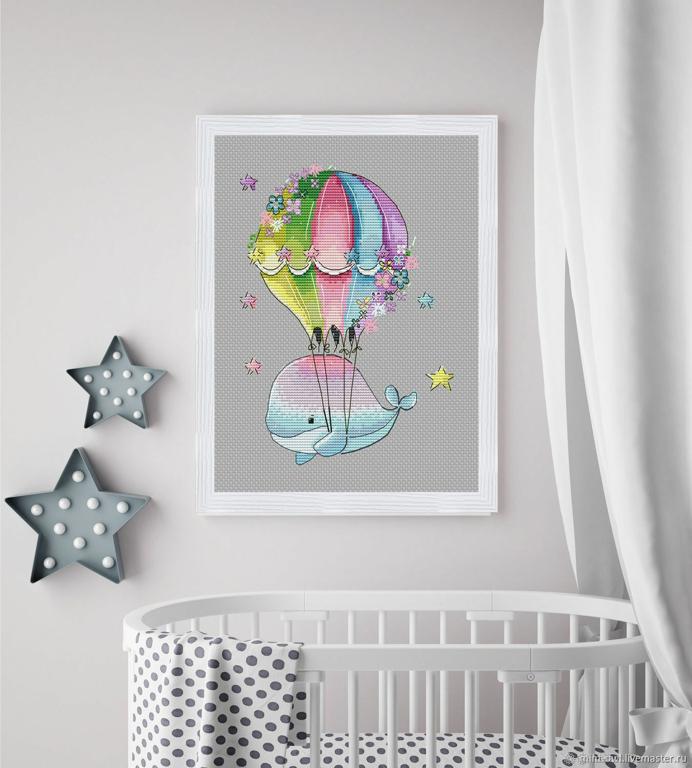 "Кит на воздушном шаре" схема для вышивки крестом в интернет-магазине ...
