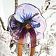 A wooden stud made of beech with a transparent lilac Viola flower, Hairpin, Taganrog,  Фото №1