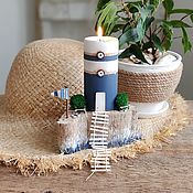 Для дома и интерьера handmade. Livemaster - original item Driftwood-The Blue Lighthouse Candlestick. Handmade.