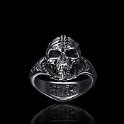 Украшения handmade. Livemaster - original item Ring-signet: Biomechanical Skull. Handmade.