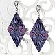 Lilac blue Leather Earrings, Earrings, Ivanovo,  Фото №1