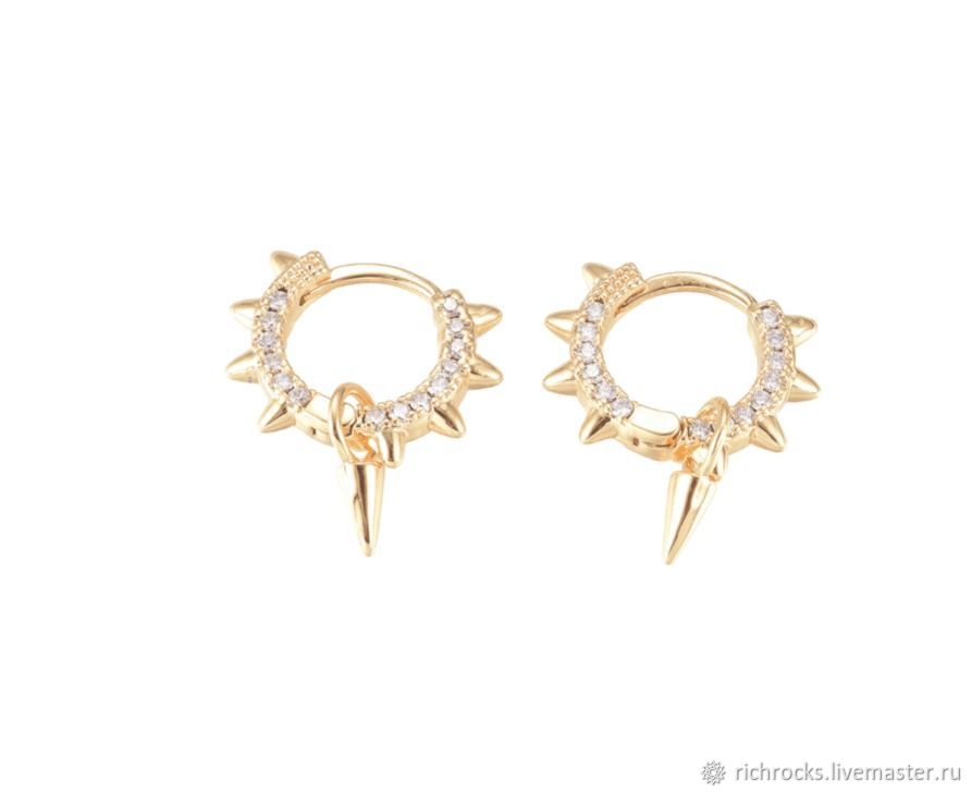 Серьги Конго с подвеской мини Шипы 17х13 мм, золотистые, 13.110 купить ...