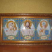 Икона "Пресвятая богородица Владимирская", вышитая бисером
