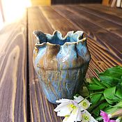 Для дома и интерьера handmade. Livemaster - original item Small serving ceramic vase Blue overflow.. Handmade.