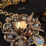 Украшения handmade. Livemaster - original item Skull pendant with brass stones 