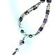 Necklace with pendant-long two turnover with natural charoite, moonstone, amethyst and pearls.
