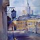 Watercolor painting Moscow (cityscape blue brown). Pictures. Pastelena. Online shopping on My Livemaster.  Фото №2
