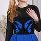 Warm midi dress with straps, black and blue autumn dress warm skirt, Dresses, Novosibirsk,  Фото №1
