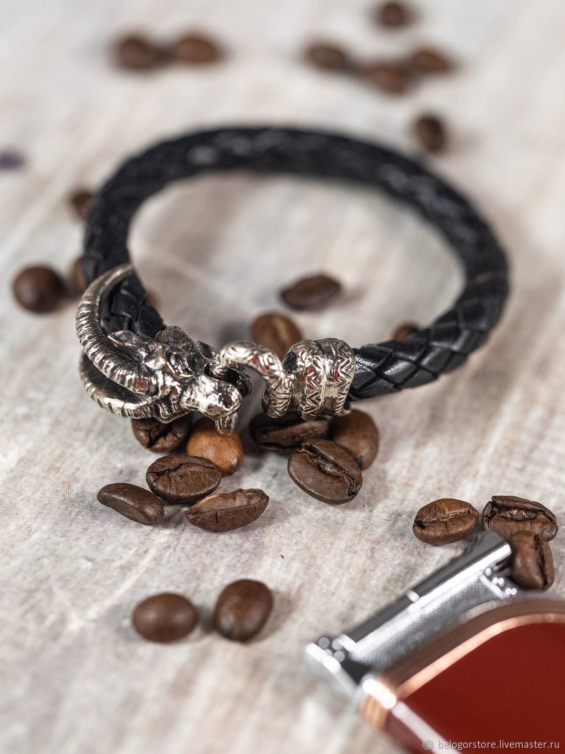 Leather bracelet 'Capricorn' made of nickel silver, Braided bracelet, Samara,  Фото №1