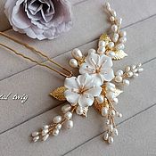 Свадебный салон handmade. Livemaster - original item Hairpin in the bride`s hairstyle with handmade flowers. Handmade.