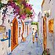 Painting city street. Painting Greece. Painting in Greek style. Pictures. Olga Ermakova art. My Livemaster. Фото №6