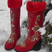 Обувь ручной работы handmade. Livemaster - original item Felted Boots Red Firebird. Handmade.