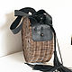 Order Chocolate-colored wicker bag with black leather handle. lmillame. Livemaster. . Classic Bag Фото №3