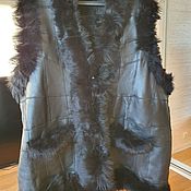 Одежда handmade. Livemaster - original item Women`s sheepskin vest black 70-72. Handmade.