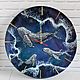 Wall clock made of epoxy resin Blue whales in the ocean, Watch, Frolovo,  Фото №1