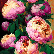 Картины и панно handmade. Livemaster - original item Interior painting Pink Peonies. Painting flowers. Handmade.