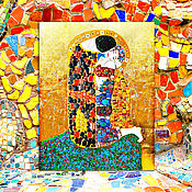 Картины и панно handmade. Livemaster - original item Copy of Painting of the semi-precious stones Gustav Klimt The Kiss. Handmade.