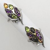 Violet earrings with amethysts