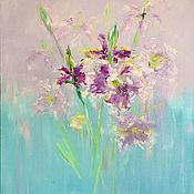 Картины и панно handmade. Livemaster - original item Lily painting abstract. Painting with delicate lilies.. Handmade.