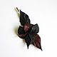 Flower leather brooch Orchid "Arkaim" toup dark brown. Stick pin. De-Si-Re. Online shopping on My Livemaster.  Фото №2
