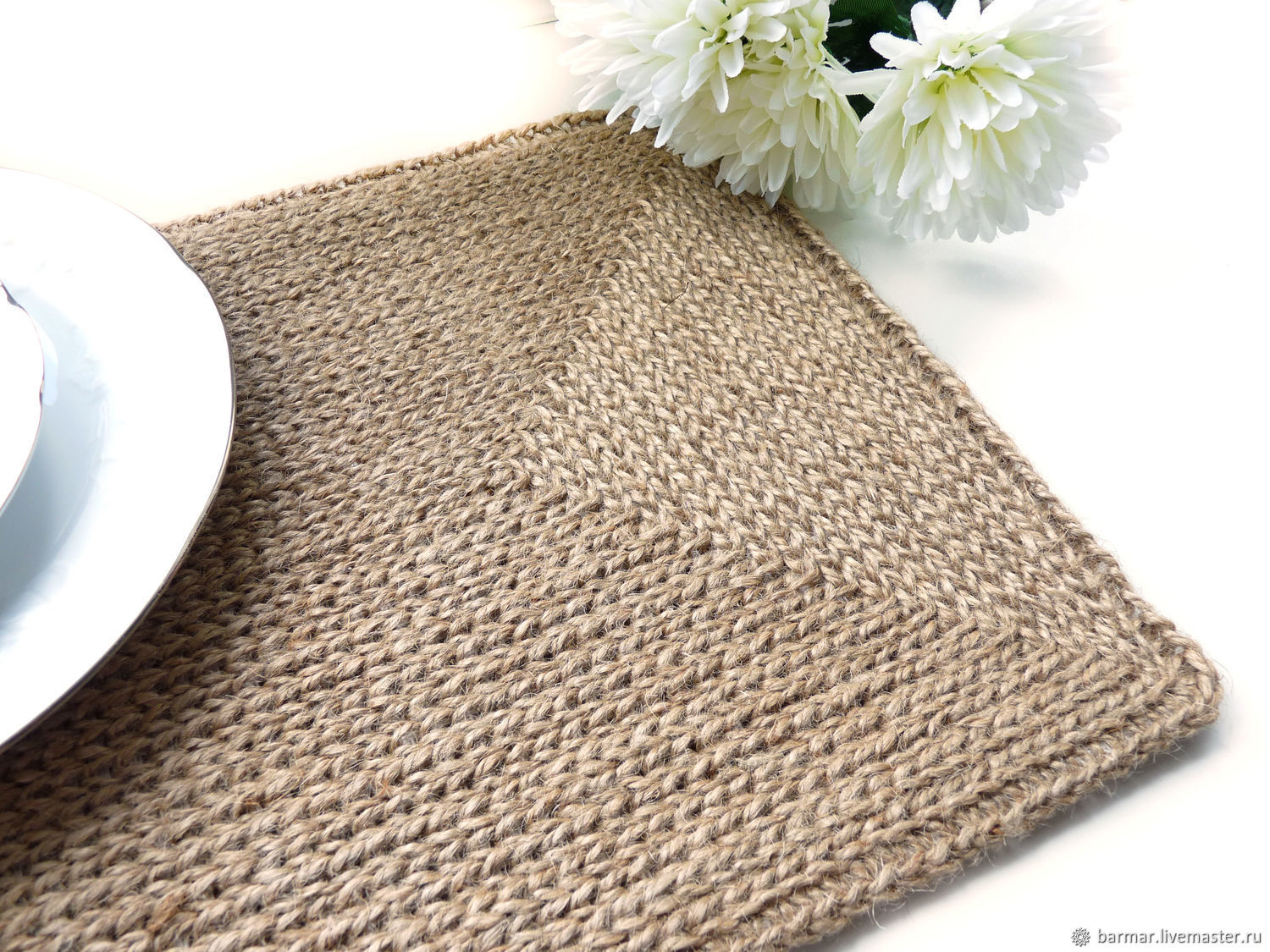 Stand for hot jute crochet knitted on the base, lunch mat, Interior elements, Moscow,  Фото №1