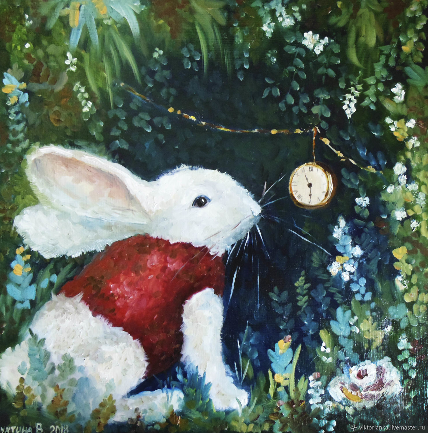 Белый кролик живопись