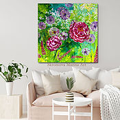 Картины и панно handmade. Livemaster - original item Oil painting with garden flowers. Oil painting with country flowers.. Handmade.