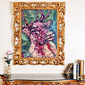 Картины и панно handmade. Livemaster - original item Oil painting with a reindeer 