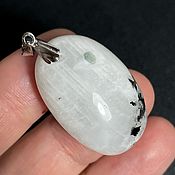 Украшения handmade. Livemaster - original item White Moonstone with Biotite. sterling silver pendant.. Handmade.