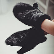 Аксессуары handmade. Livemaster - original item Black mink fur mittens. Handmade.