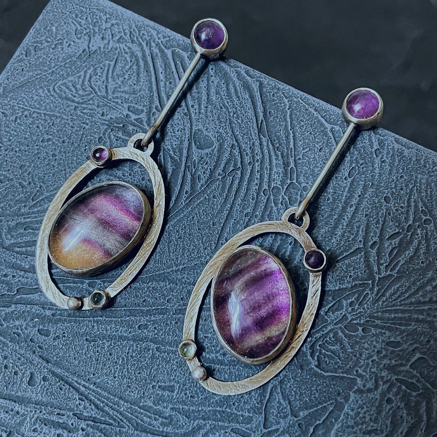 Серьги с флюоритами, турмалинами и аметистами в интернет-магазине ...