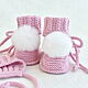 Conjunto de gorro y botines para niña recién nacida. 100% Merino. Baby Clothing Sets. Olgamusinaekb. Ярмарка Мастеров.  Фото №4