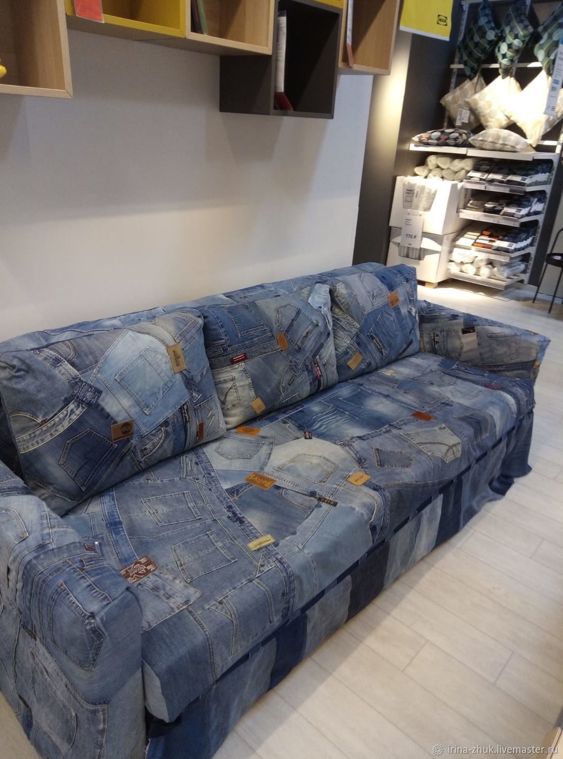 джинсовый чехол для дивана