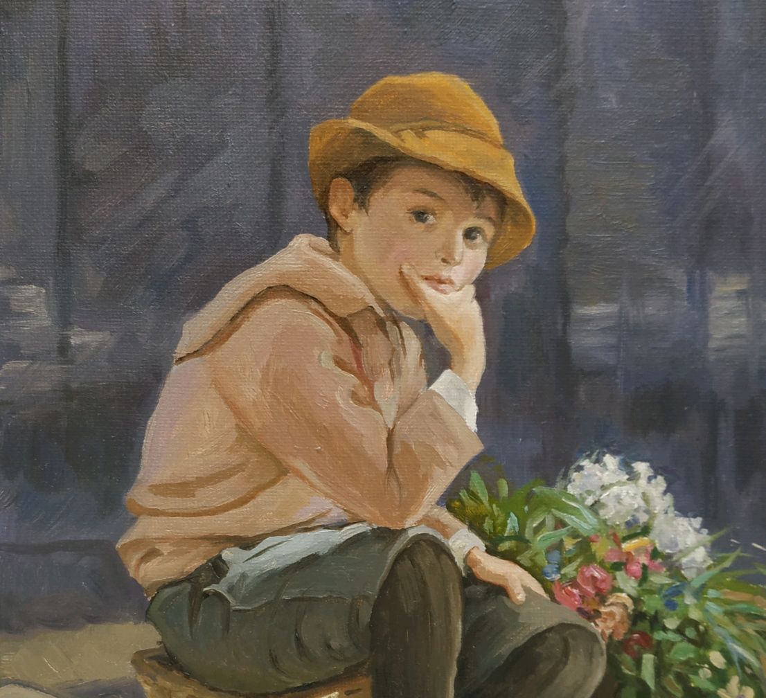 Картина маслом "Мальчик с цветочной корзиной" в интернет-магазине ...