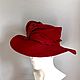 Order Wide-brimmed velour red hat with a rose. irina-popilova. Livemaster. . Hats1 Фото №3