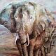 Painting pastel Elephants (taupe terracotta), Pictures, Yuzhno-Uralsk,  Фото №1