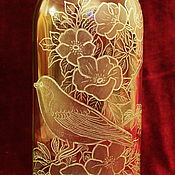 Посуда handmade. Livemaster - original item Spring bird. Decorated bottle.. Handmade.