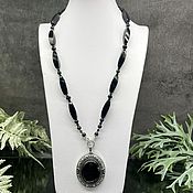 Украшения handmade. Livemaster - original item Necklace with cut - Natural Black Onyx and tourmaline sherl. Handmade.