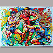 Картины и панно handmade. Livemaster - original item Pictures: Rugby, the new gladiators. Handmade.