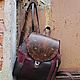 Genuine leather backpack in boho style chocolate burgundy embossed, Backpacks, St. Petersburg,  Фото №1