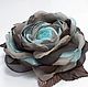 FABRIC FLOWERS. Chiffon rose brooch ' Turquoise in chocolate'. Brooches. fioridellavita. My Livemaster. Фото №5
